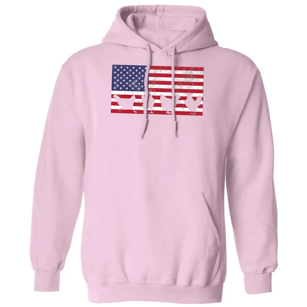 American Flag  Chicken USA 4th of July  Gift Classic Unisex Hoodie - 3