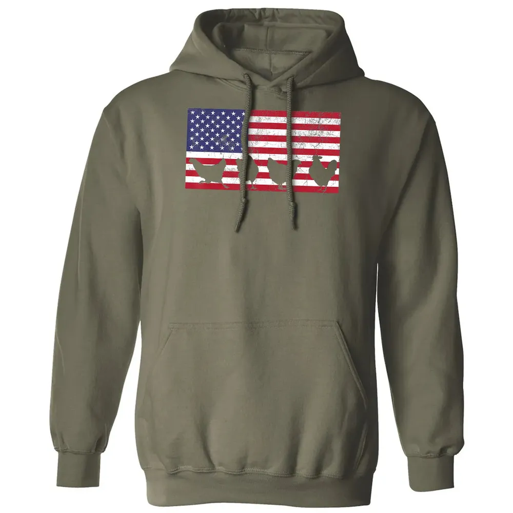American Flag  Chicken USA 4th of July  Gift Classic Unisex Hoodie - 4
