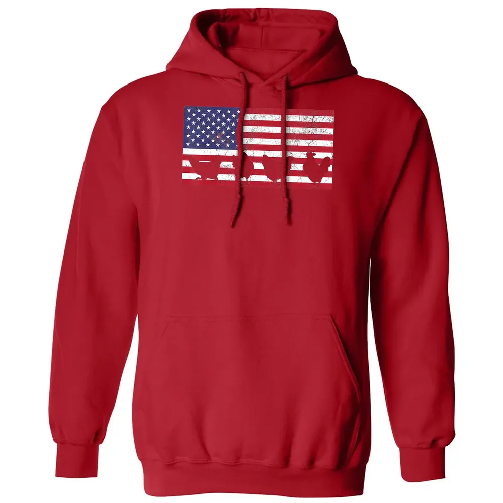 American Flag  Chicken USA 4th of July  Gift Classic Unisex Hoodie - 5