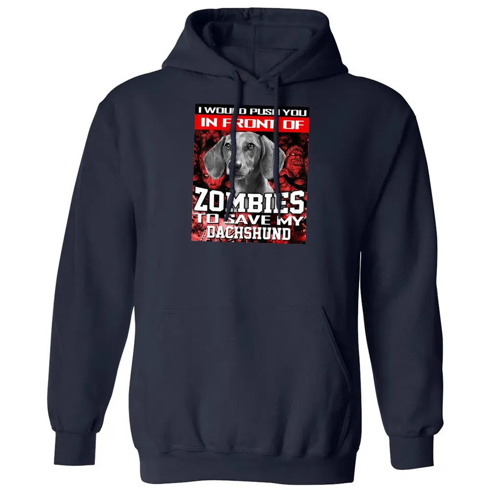 In Front Of Zombies To Save My Dachshund Halloween Saying Classic Unisex Hoodie - 2