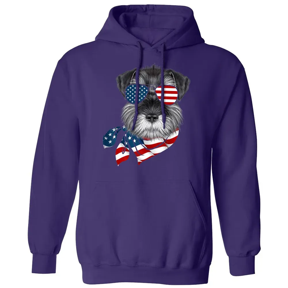 American Flag Schnauzer Patriotic 4th Of July T Classic Unisex Hoodie - 6