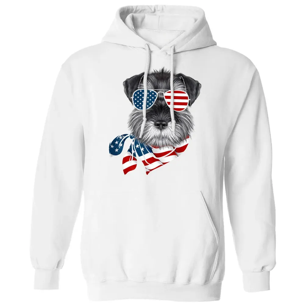 American Flag Schnauzer Patriotic 4th Of July T Classic Unisex Hoodie - 11