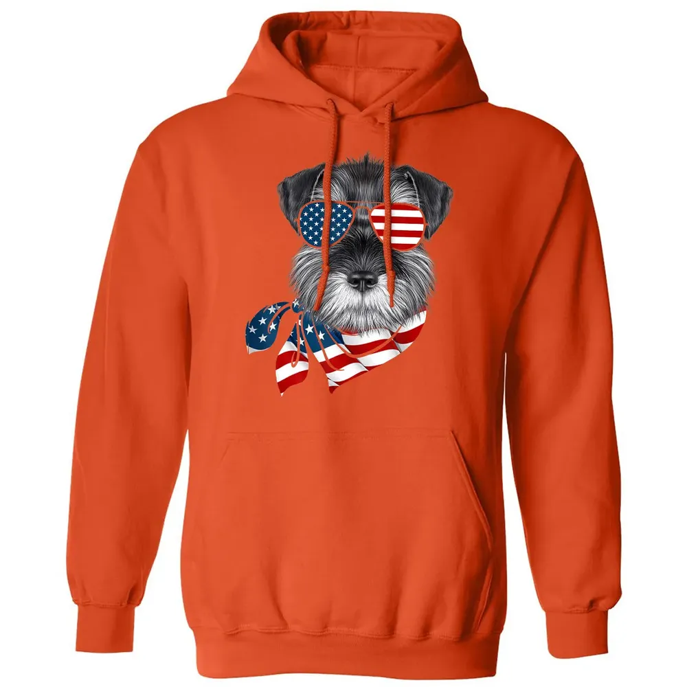American Flag Schnauzer Patriotic 4th Of July T Classic Unisex Hoodie - 10