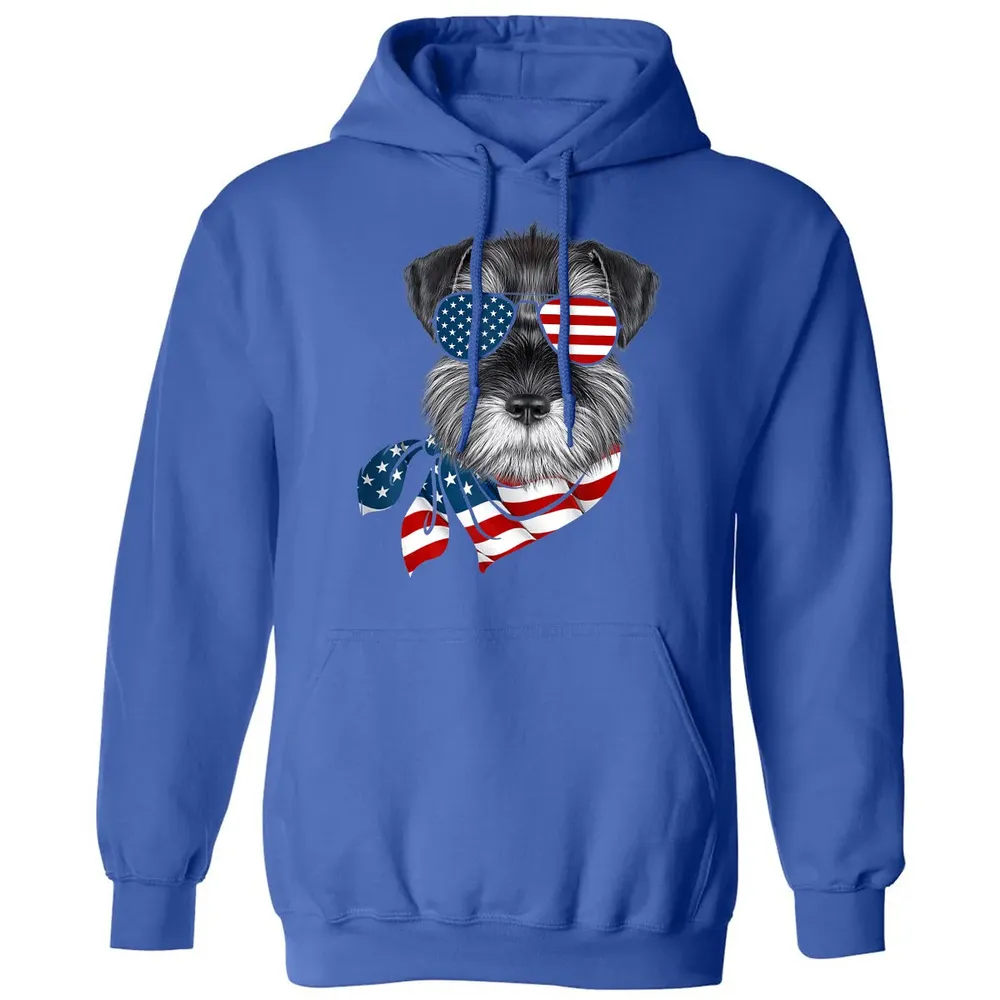 American Flag Schnauzer Patriotic 4th Of July T Classic Unisex Hoodie - 9