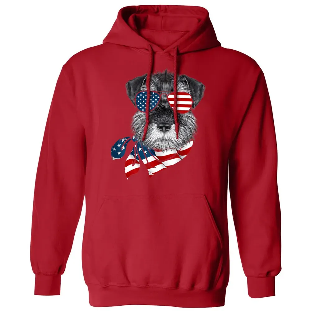 American Flag Schnauzer Patriotic 4th Of July T Classic Unisex Hoodie - 5