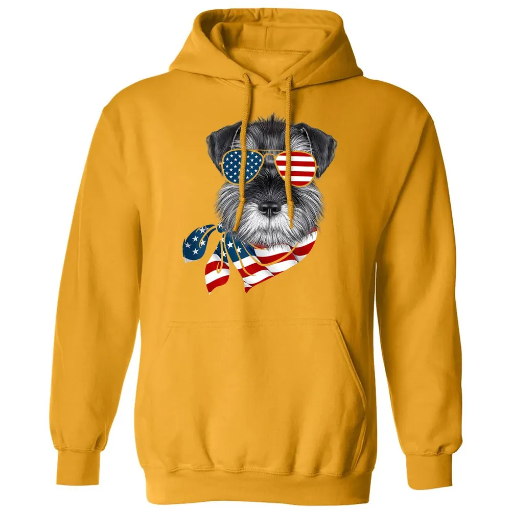 American Flag Schnauzer Patriotic 4th Of July T Classic Unisex Hoodie - 12