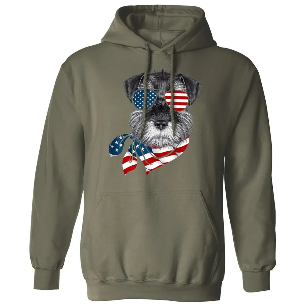 American Flag Schnauzer Patriotic 4th Of July T Classic Unisex Hoodie - 4
