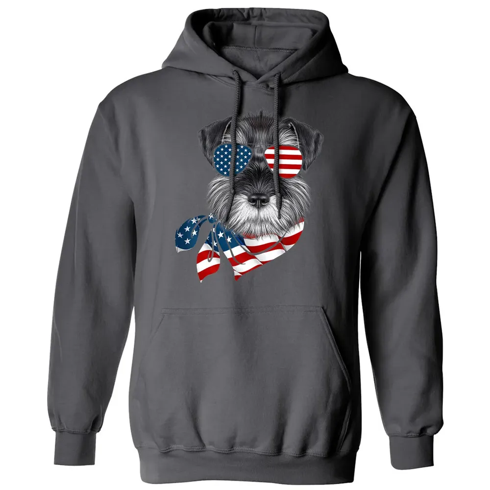 American Flag Schnauzer Patriotic 4th Of July T Classic Unisex Hoodie - 7