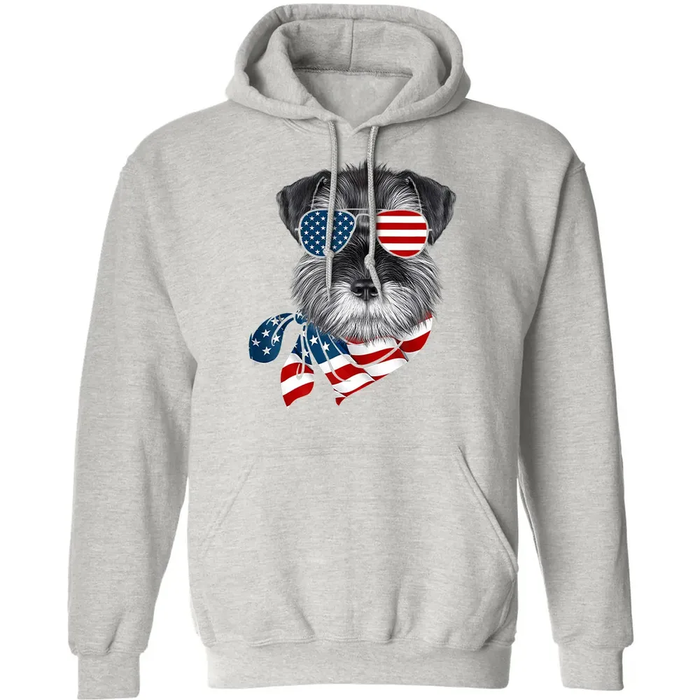 American Flag Schnauzer Patriotic 4th Of July T Classic Unisex Hoodie - 8