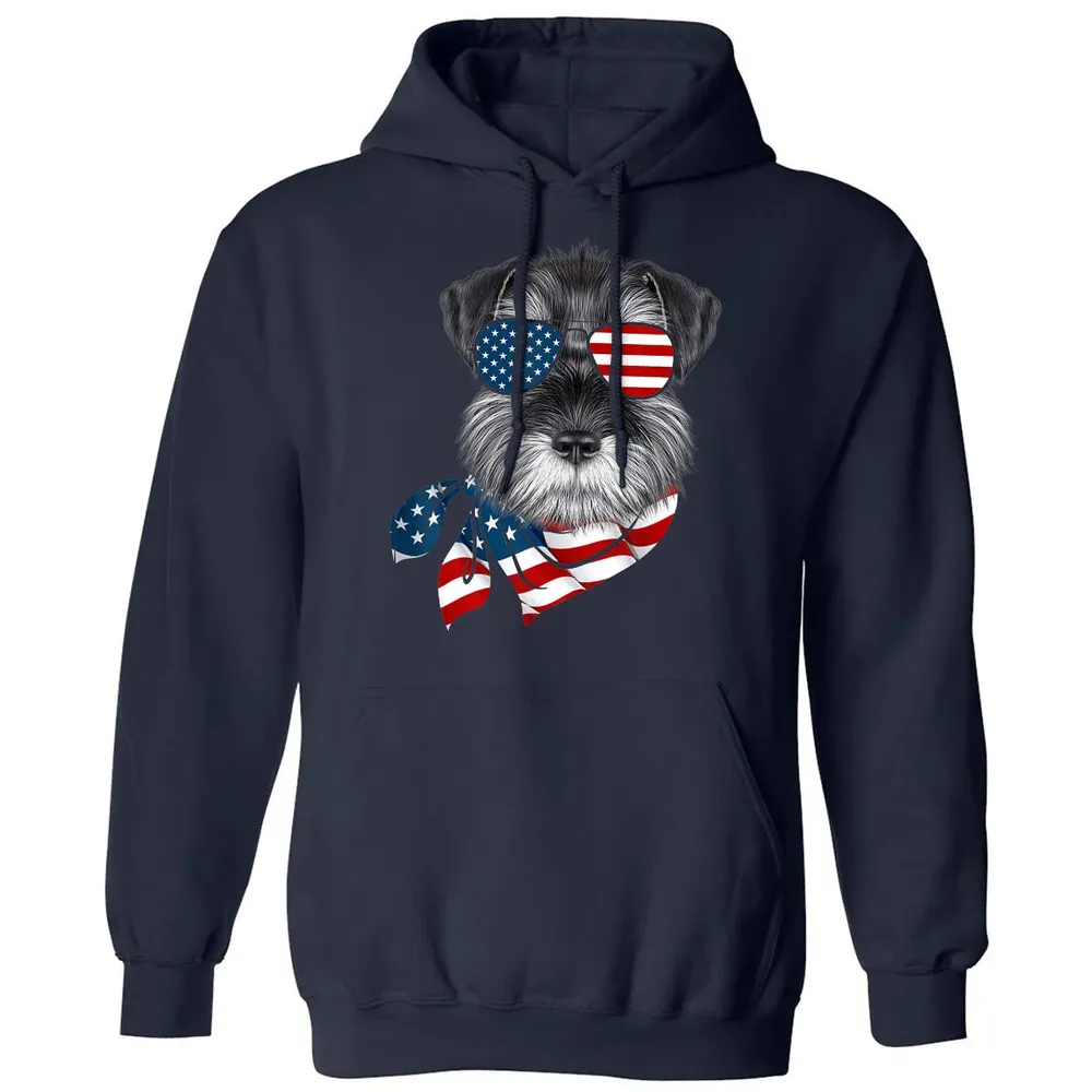American Flag Schnauzer Patriotic 4th Of July T Classic Unisex Hoodie - 2