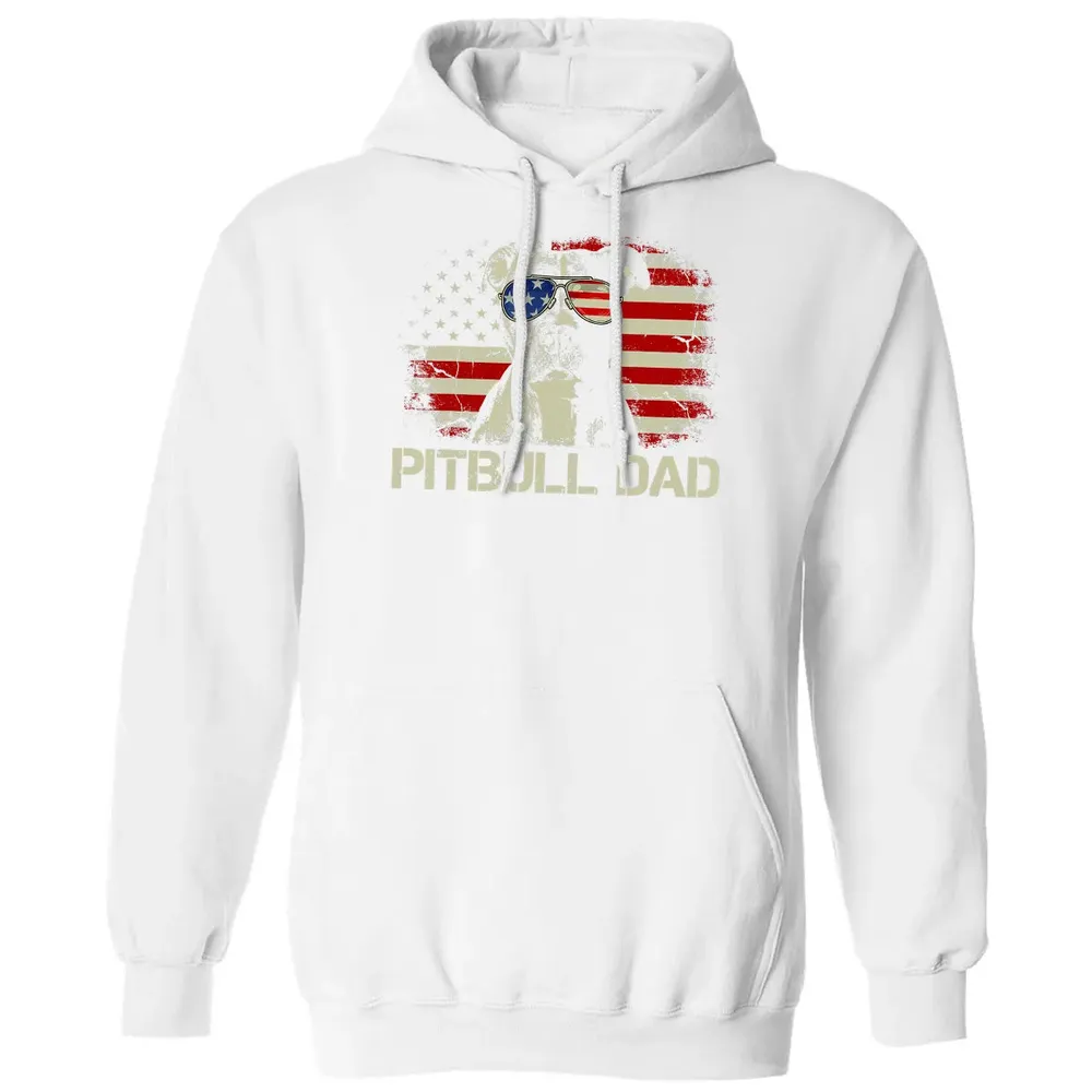 Mens Best Pitbull Dad Ever  American Flag 4th Of July Gift Classic Unisex Hoodie - 11