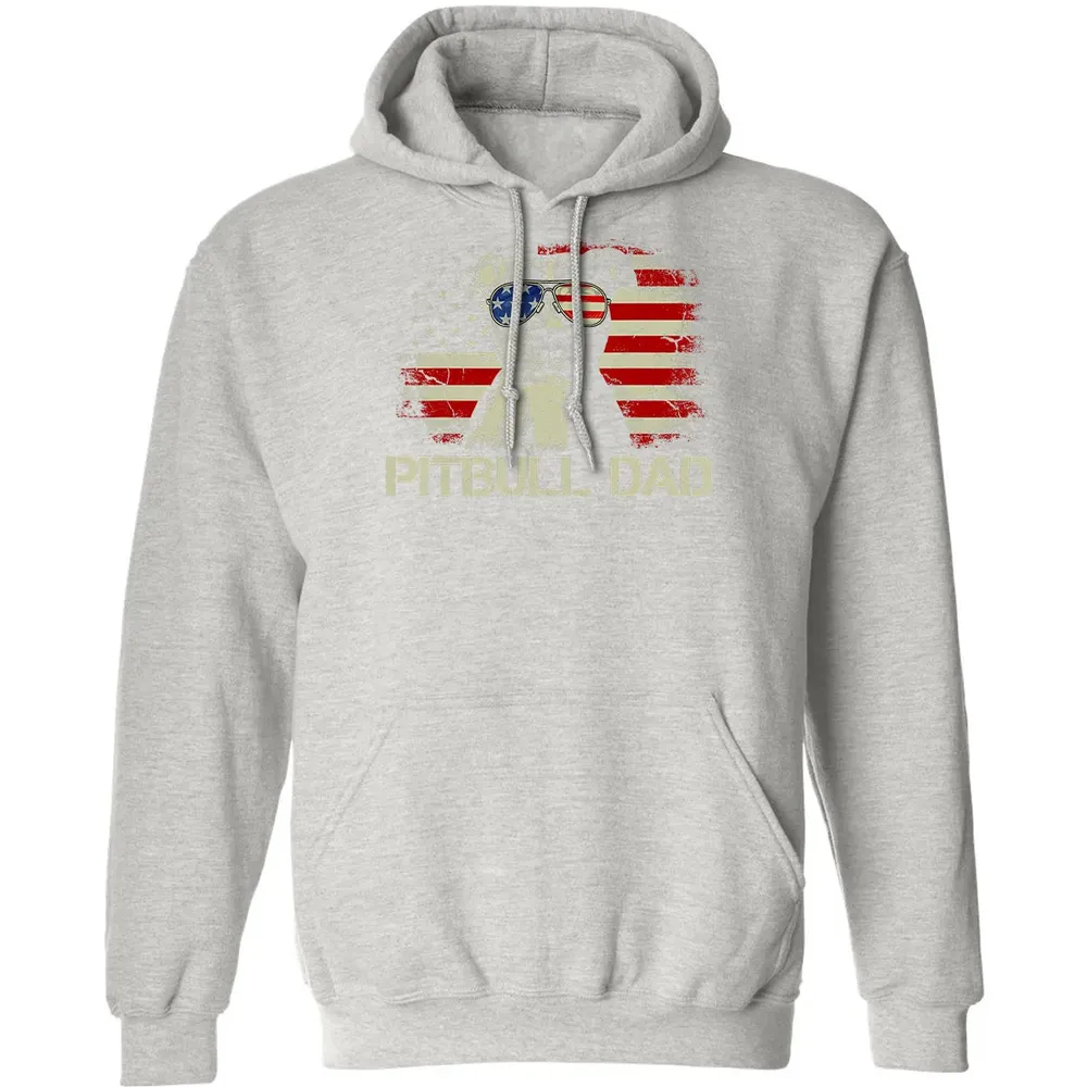Mens Best Pitbull Dad Ever  American Flag 4th Of July Gift Classic Unisex Hoodie - 8