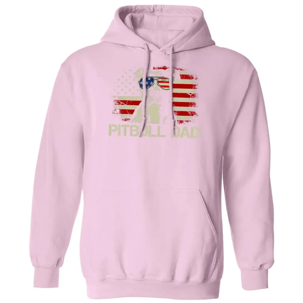 Mens Best Pitbull Dad Ever  American Flag 4th Of July Gift Classic Unisex Hoodie - 3