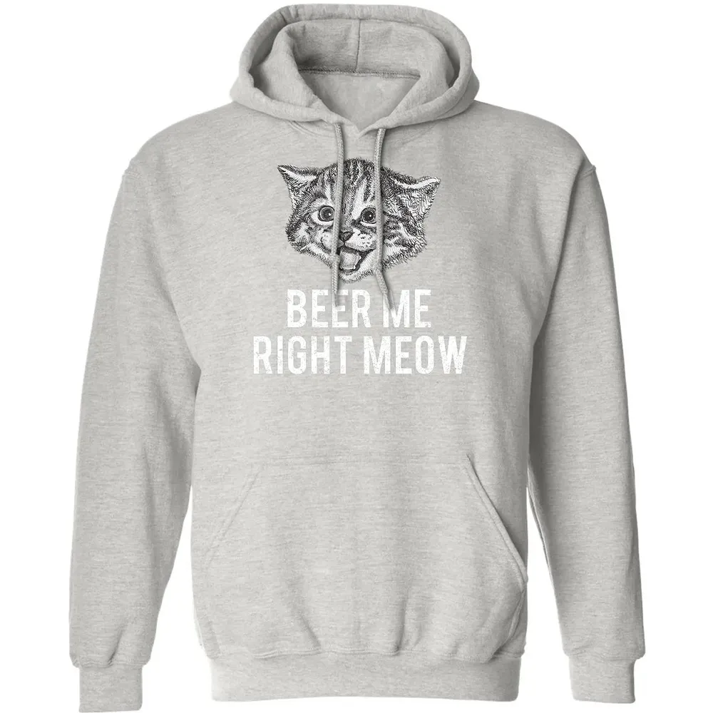 Beer Me Right Meow Cute Cat Drinking Pun Funny Gift Classic Unisex Hoodie - 8
