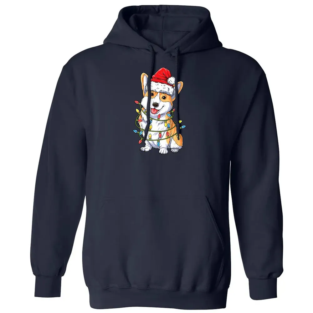 Corgi Christmas  Santa Boys Kids Xmas Lights Corgmas Classic Unisex Hoodie - 2