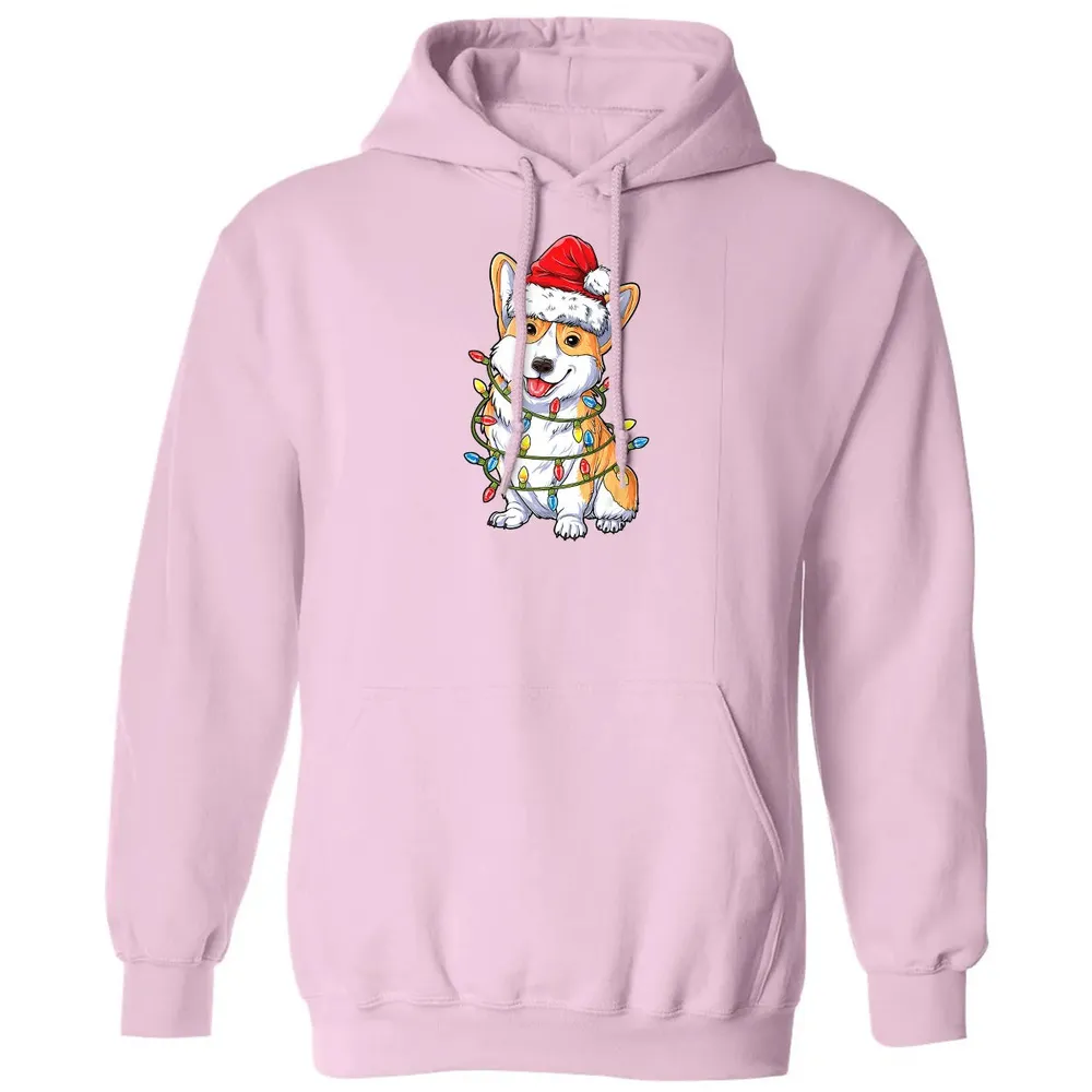 Corgi Christmas  Santa Boys Kids Xmas Lights Corgmas Classic Unisex Hoodie - 3