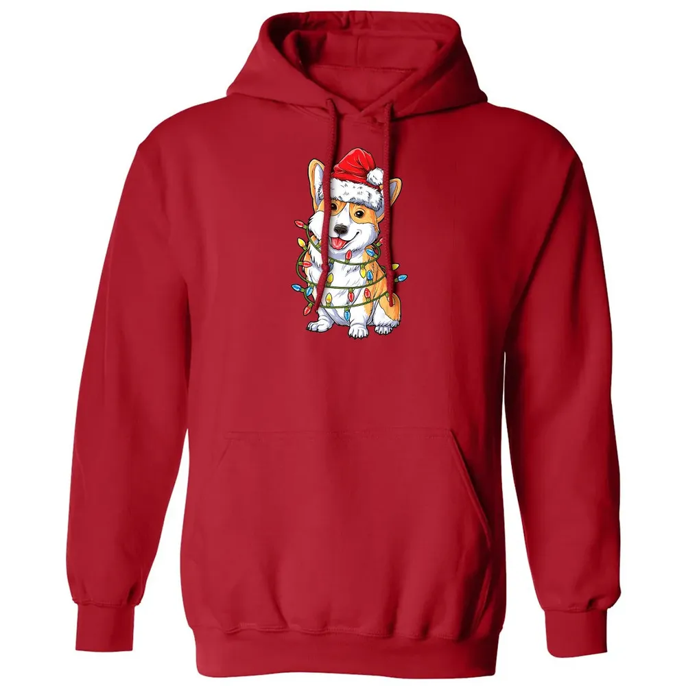 Corgi Christmas  Santa Boys Kids Xmas Lights Corgmas Classic Unisex Hoodie - 5