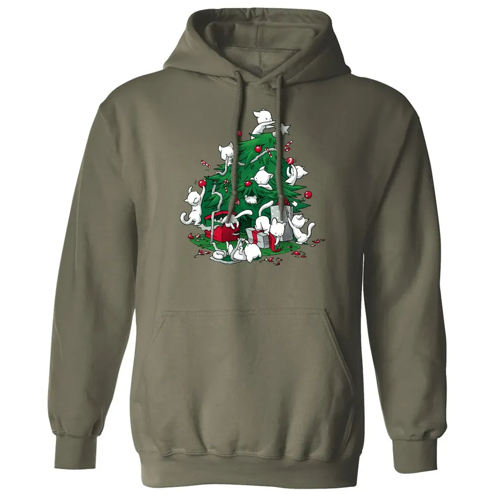 Cat and Christmas Tree Classic Unisex Hoodie - 4