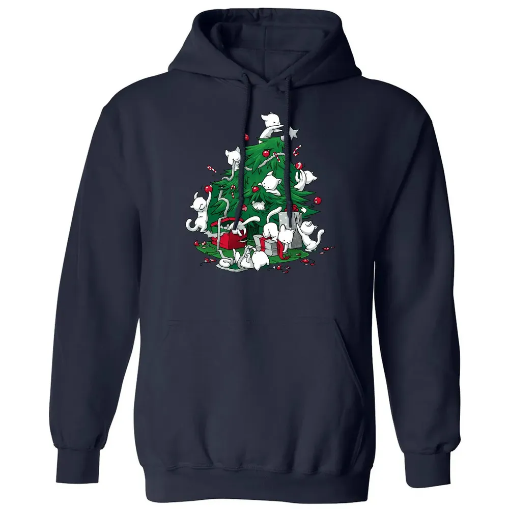 Cat and Christmas Tree Classic Unisex Hoodie - 2