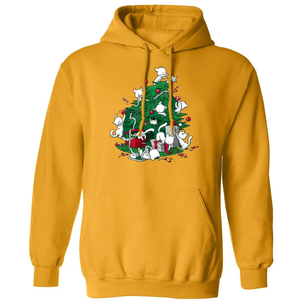 Cat and Christmas Tree Classic Unisex Hoodie - 12