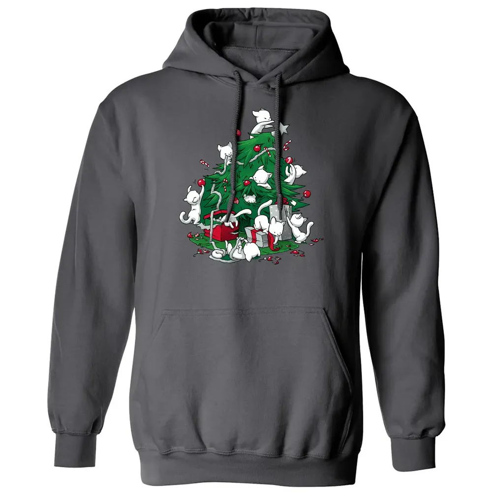 Cat and Christmas Tree Classic Unisex Hoodie - 7