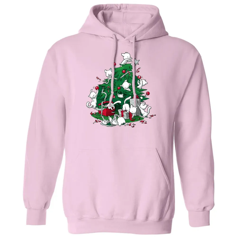 Cat and Christmas Tree Classic Unisex Hoodie - 3