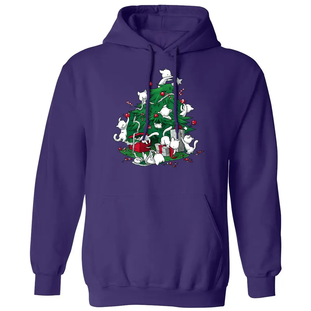 Cat and Christmas Tree Classic Unisex Hoodie - 6