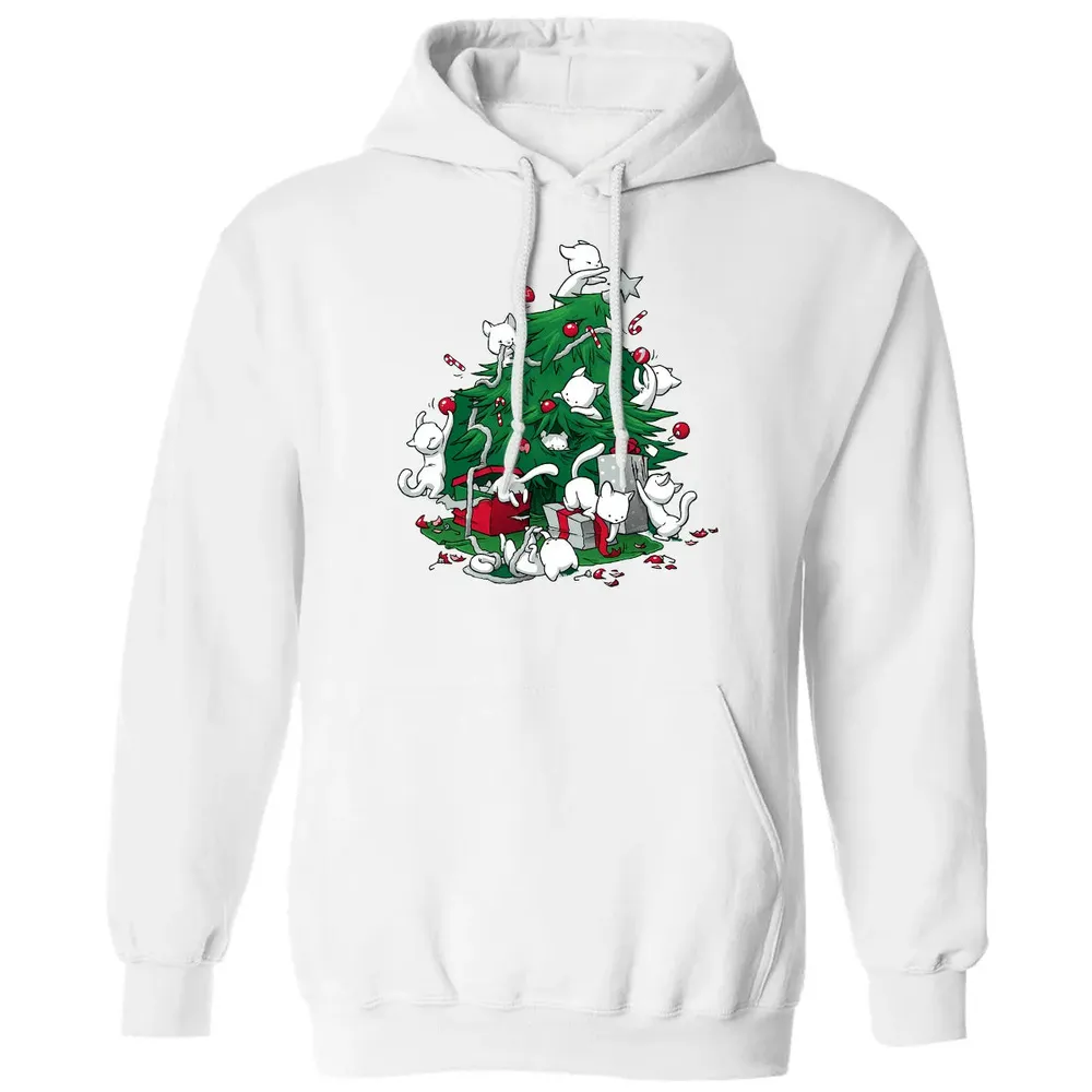 Cat and Christmas Tree Classic Unisex Hoodie - 11