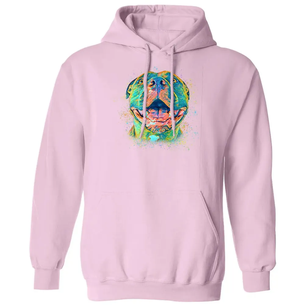 Cute Pitbull Face Artistic Painting Pit bull Mom Lovers Gift Pullover Hoodie Classic Unisex Hoodie - 3