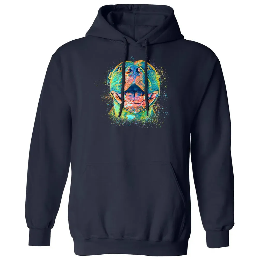 Cute Pitbull Face Artistic Painting Pit bull Mom Lovers Gift Pullover Hoodie Classic Unisex Hoodie - 2