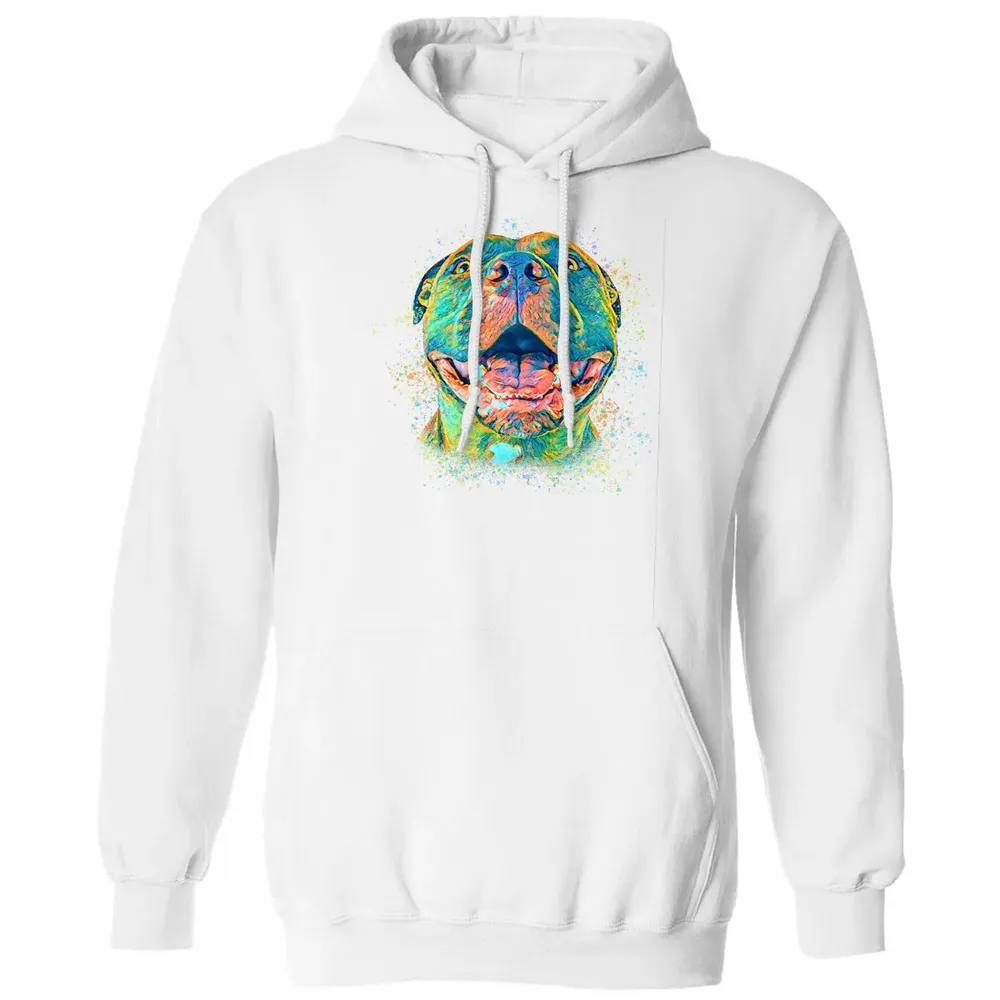 Cute Pitbull Face Artistic Painting Pit bull Mom Lovers Gift Pullover Hoodie Classic Unisex Hoodie - 11