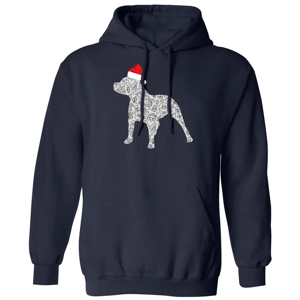 Santa Hat Pitbull Christmas  Dog Lover Christmas Gift Classic Unisex Hoodie - 2