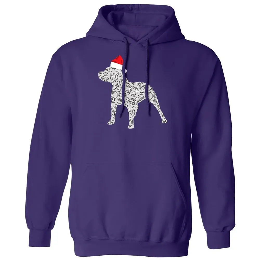 Santa Hat Pitbull Christmas  Dog Lover Christmas Gift Classic Unisex Hoodie - 6