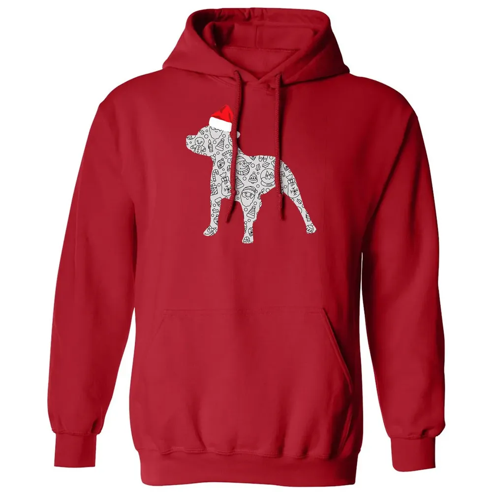 Santa Hat Pitbull Christmas  Dog Lover Christmas Gift Classic Unisex Hoodie - 5