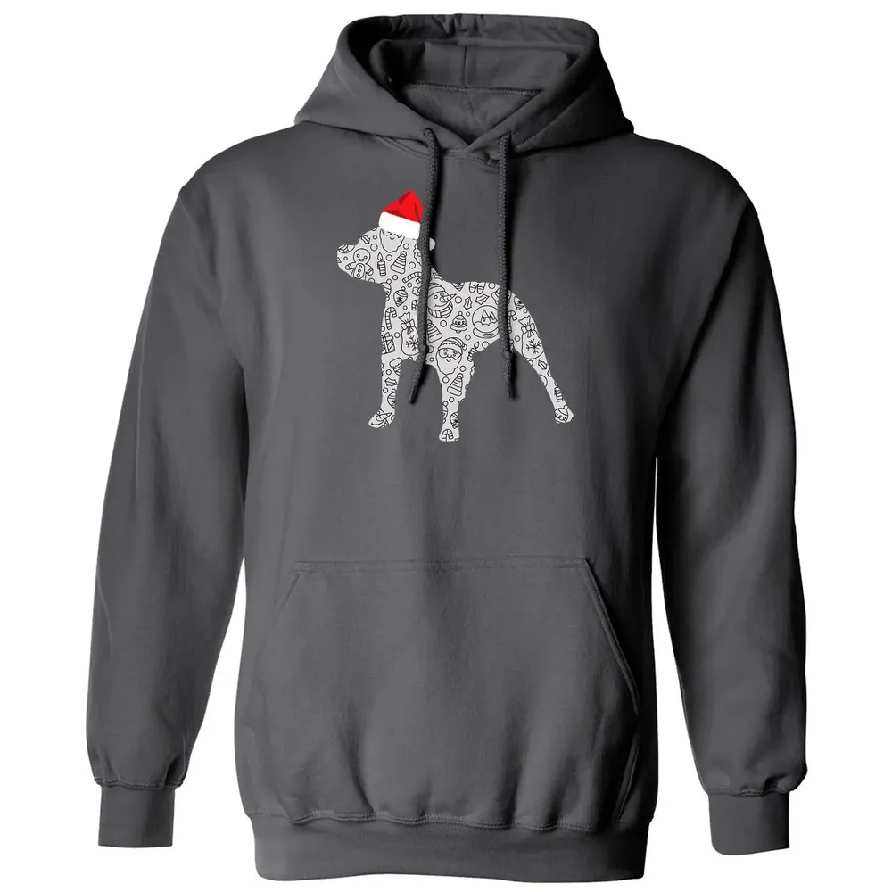 Santa Hat Pitbull Christmas  Dog Lover Christmas Gift Classic Unisex Hoodie - 7