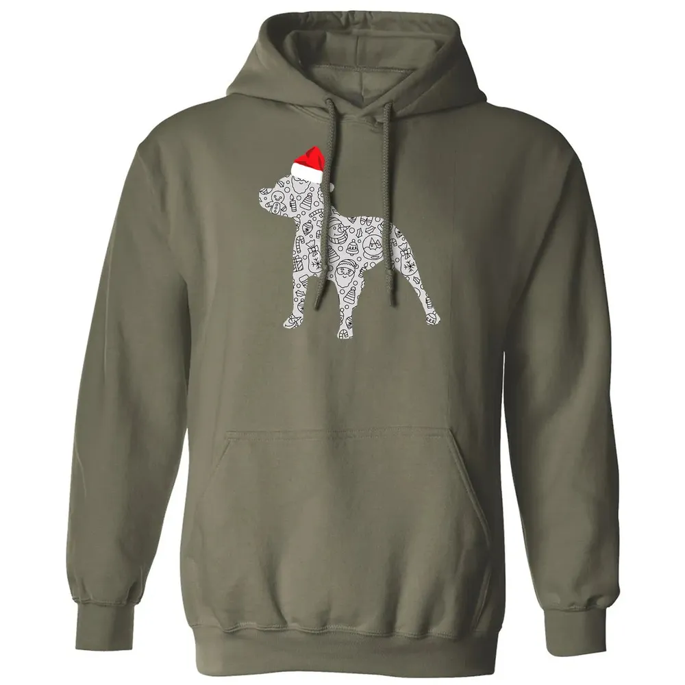 Santa Hat Pitbull Christmas  Dog Lover Christmas Gift Classic Unisex Hoodie - 4