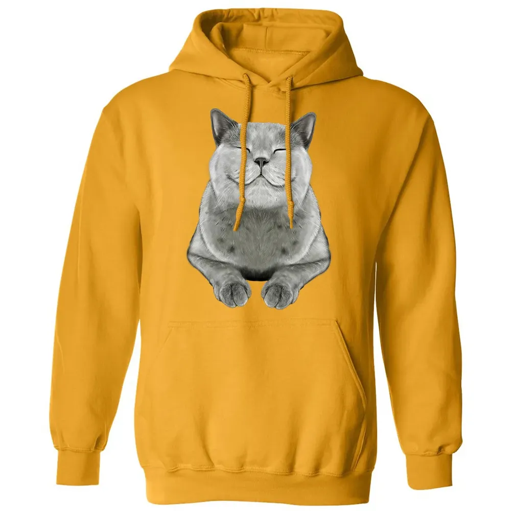Grey Cat Smile Eager Face  Cats   Gifts Classic Unisex Hoodie - 12