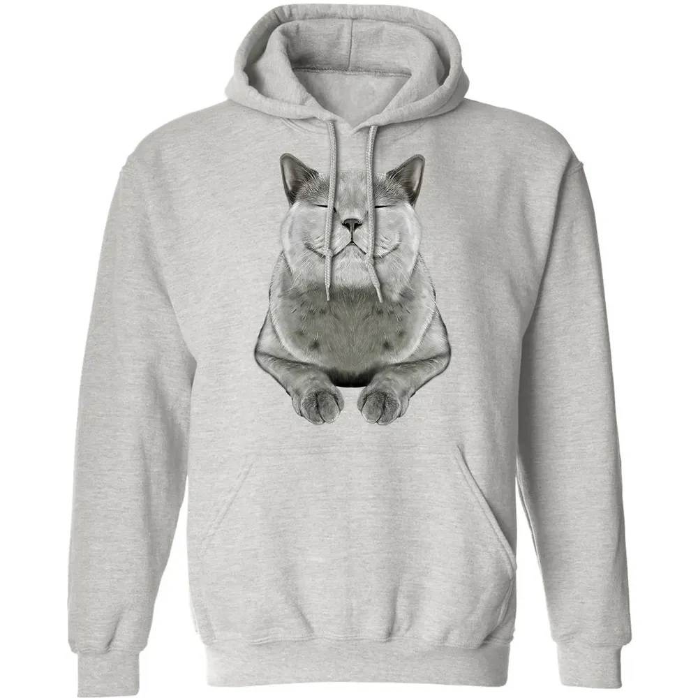 Grey Cat Smile Eager Face  Cats   Gifts Classic Unisex Hoodie - 8
