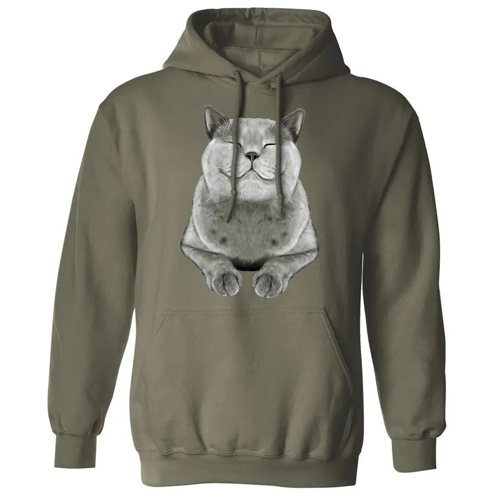 Grey Cat Smile Eager Face  Cats   Gifts Classic Unisex Hoodie - 4