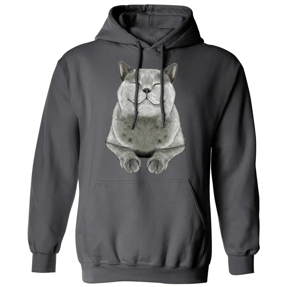 Grey Cat Smile Eager Face  Cats   Gifts Classic Unisex Hoodie - 7