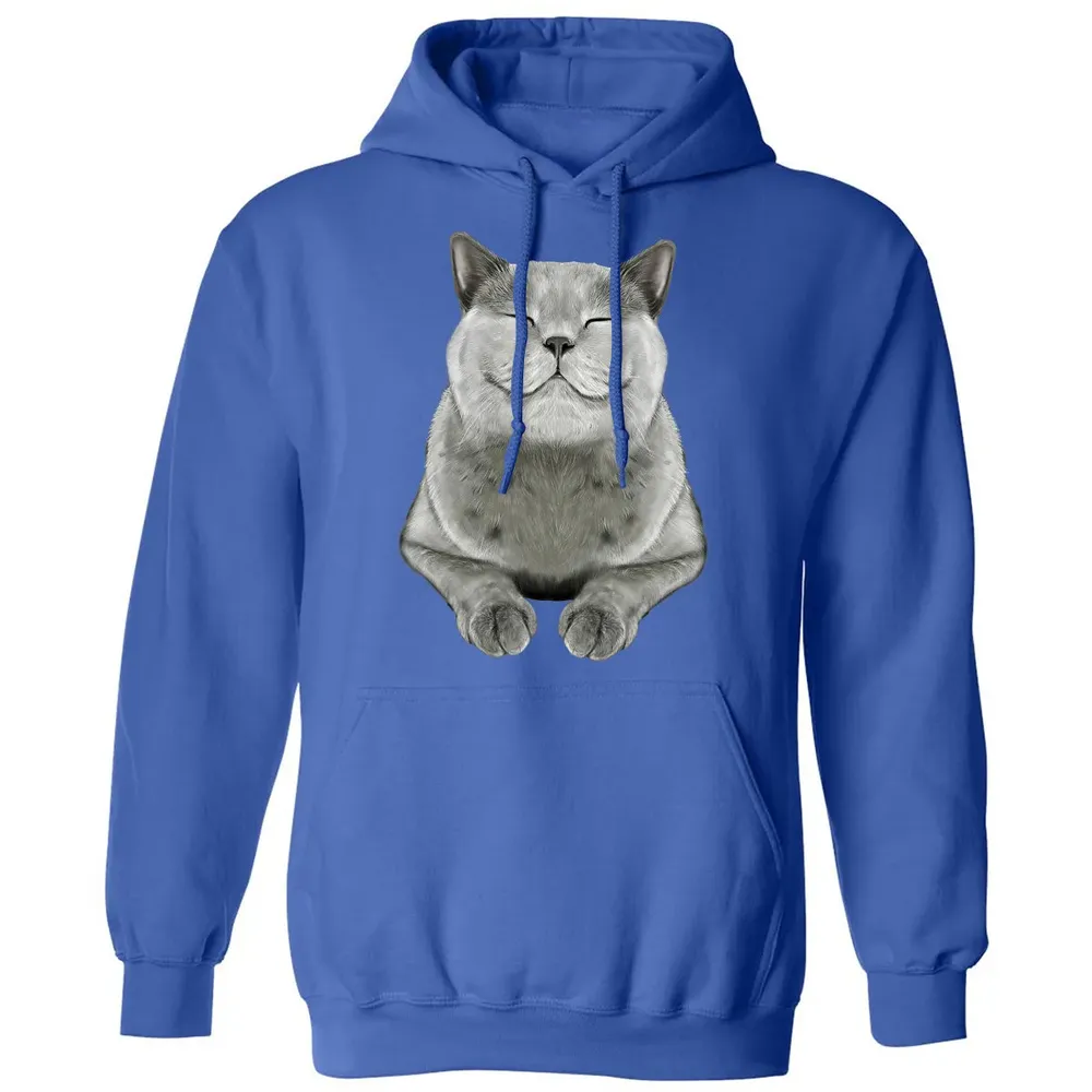 Grey Cat Smile Eager Face  Cats   Gifts Classic Unisex Hoodie - 9