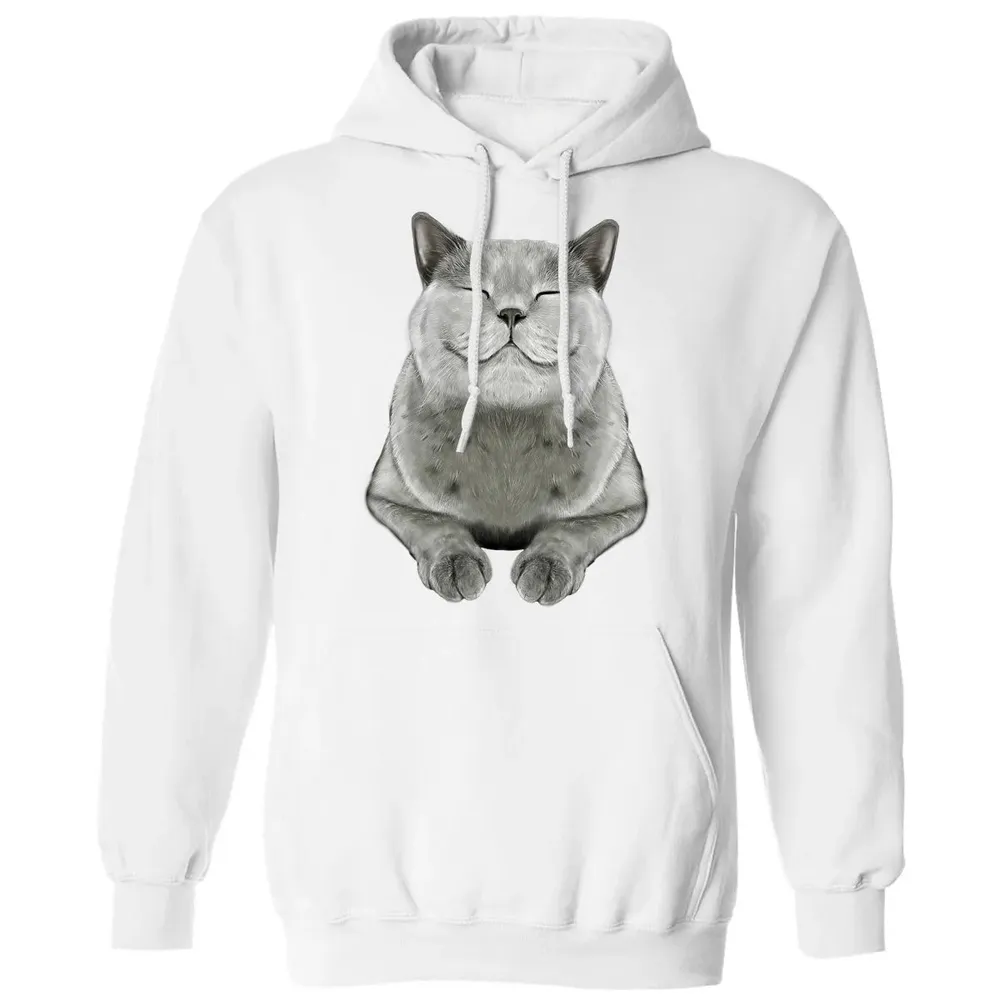 Grey Cat Smile Eager Face  Cats   Gifts Classic Unisex Hoodie - 11