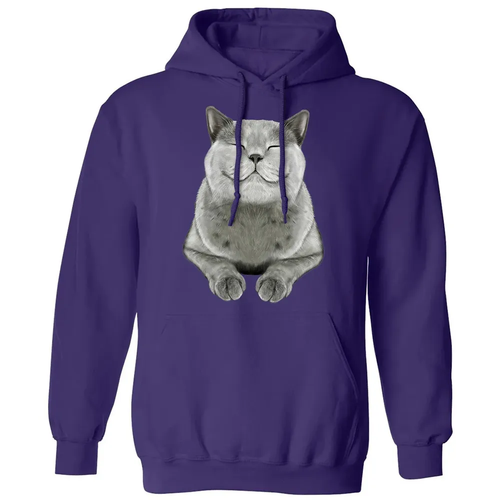 Grey Cat Smile Eager Face  Cats   Gifts Classic Unisex Hoodie - 6