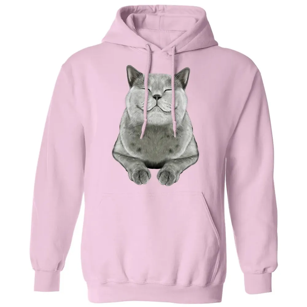 Grey Cat Smile Eager Face  Cats   Gifts Classic Unisex Hoodie - 3