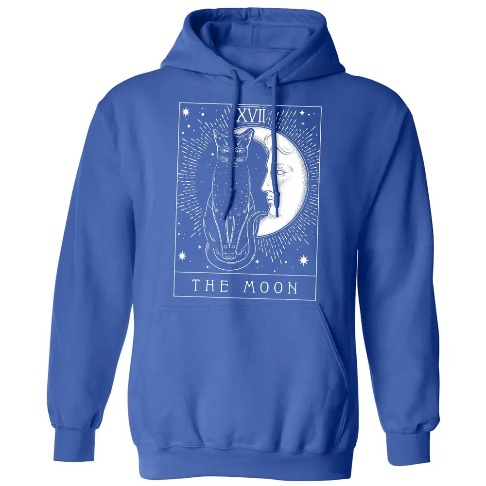 Tarot Card Crescent Moon And Cat Graphic Classic Unisex Hoodie - 9