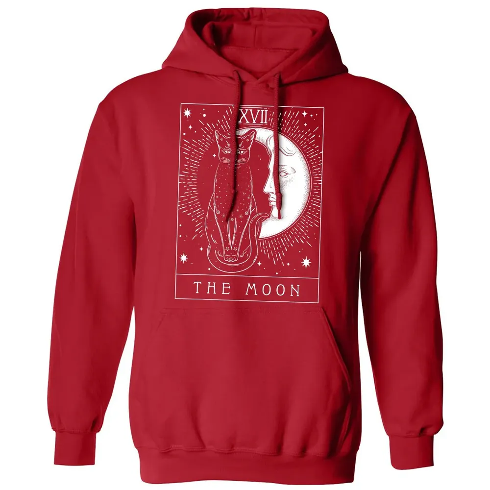 Tarot Card Crescent Moon And Cat Graphic Classic Unisex Hoodie - 5
