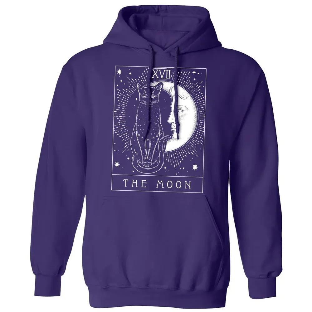 Tarot Card Crescent Moon And Cat Graphic Classic Unisex Hoodie - 6