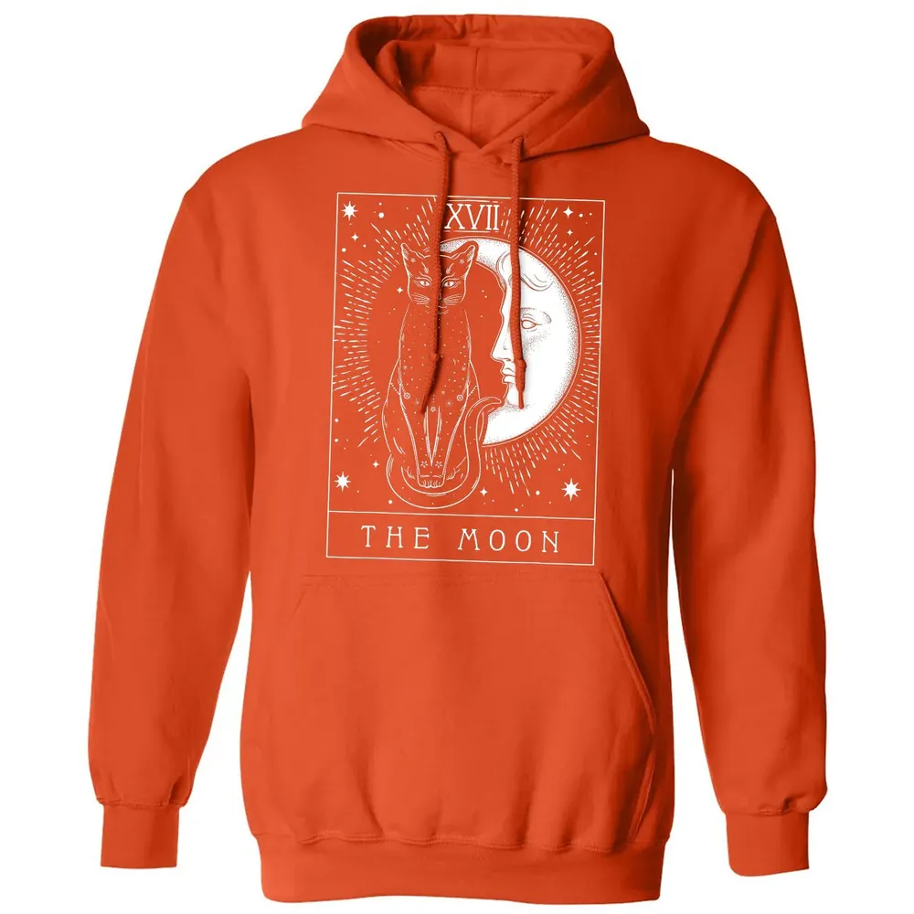 Tarot Card Crescent Moon And Cat Graphic Classic Unisex Hoodie - 10