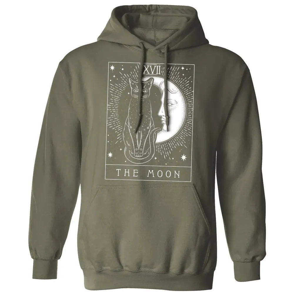 Tarot Card Crescent Moon And Cat Graphic Classic Unisex Hoodie - 4