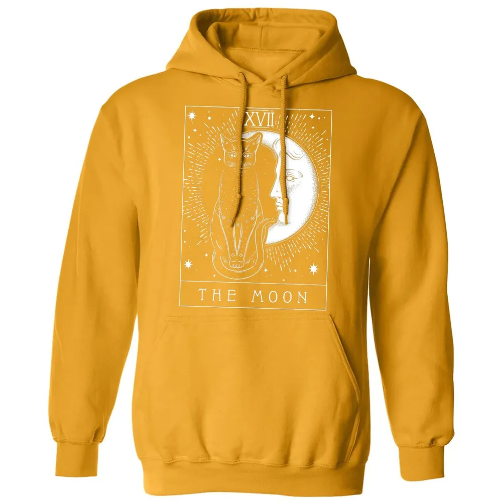 Tarot Card Crescent Moon And Cat Graphic Classic Unisex Hoodie - 12